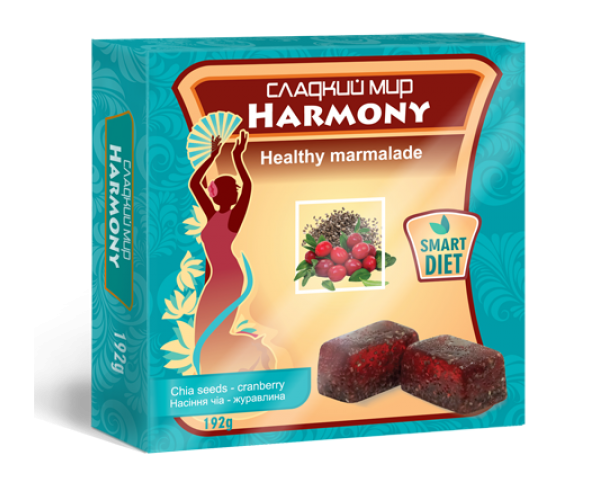 Натуральный мармелад Harmony Семена чиа - клюква без сахара 192 г